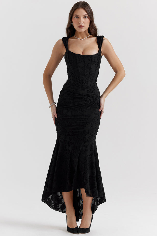 Variant image for Elegant Black Midi Dress for Women – Flattering Waist Detail, Perfect for Formal Events and Weddings-9