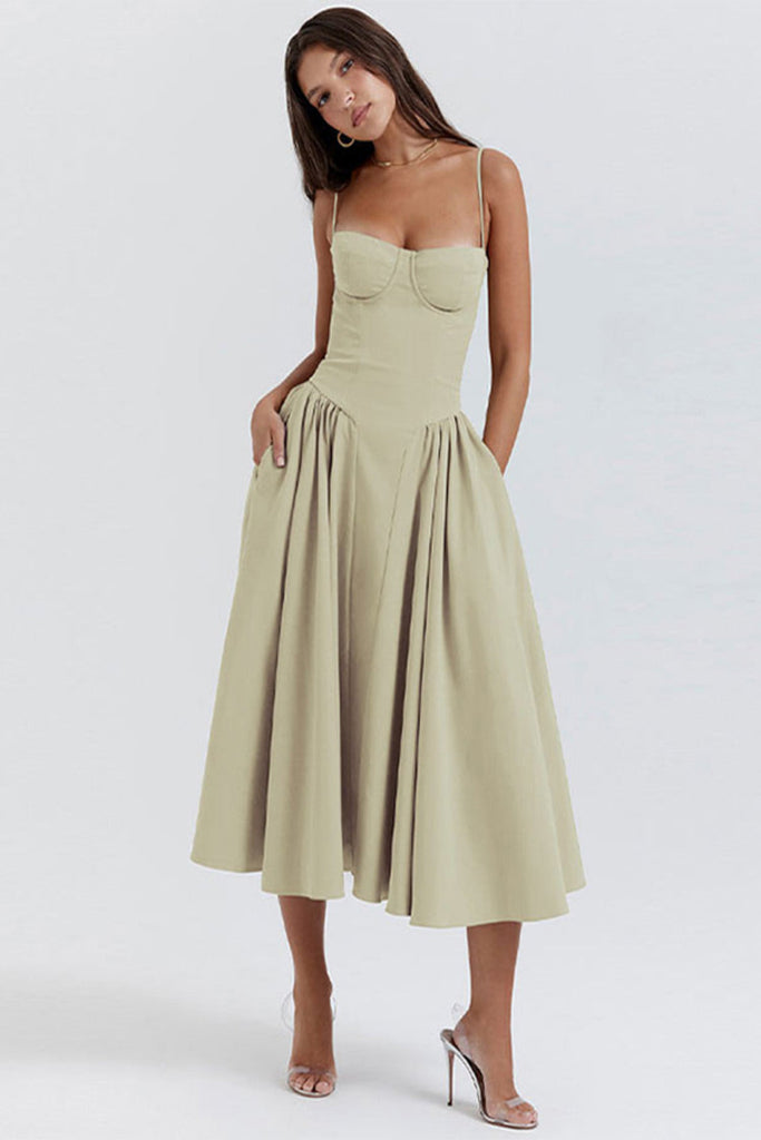 Elegant Women's Summer Dress - Sculpting Waist Sundress for Casual and Formal Occasions in White-4