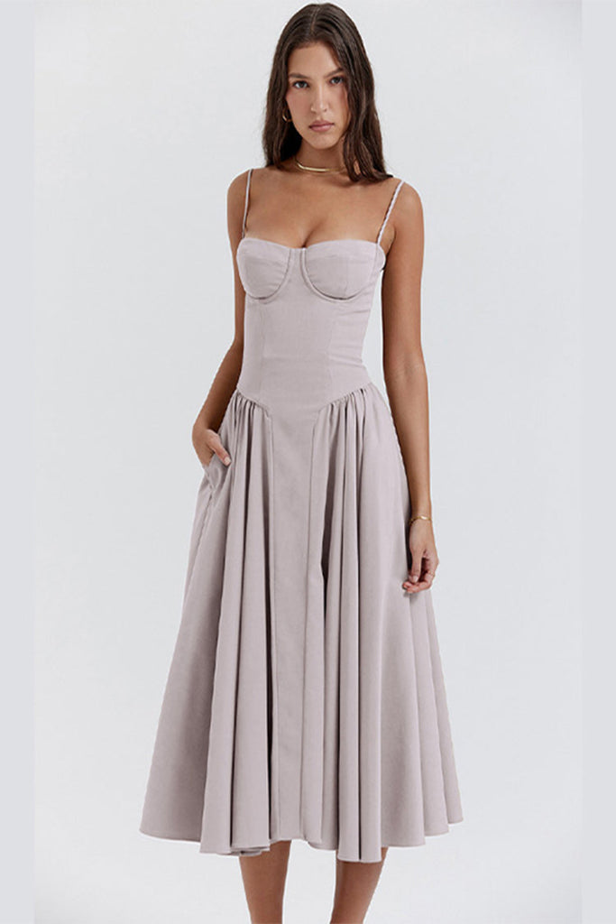 Variant image for Elegant Women's Summer Dress - Sculpting Waist Sundress for Casual and Formal Occasions in White-13