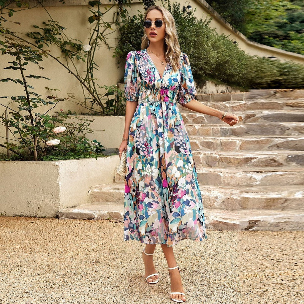 Amara Lange Jurk Dames | Elegante V-Hals, Tijdloos, Stijlvolle Dameskleding 3