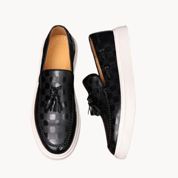 Heren slip-on loafer van slangenleer met kwastje