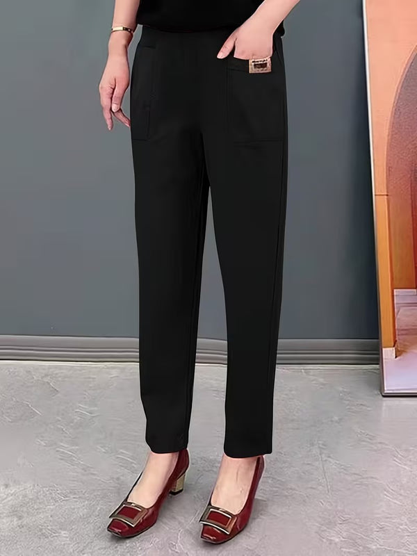 Loszittende comfortabele broek met hoge taille en wijde pijpen